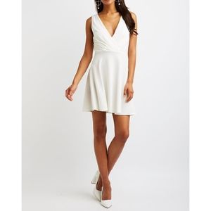 Charlotte Russe White Wrap Fit and Flare Dress